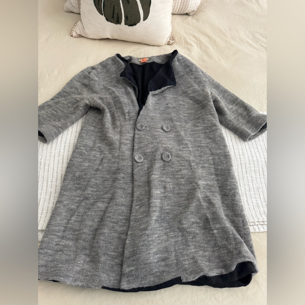 Loeffler Randall Gray Double-Breasted Coat Size 8 Wool, Silk